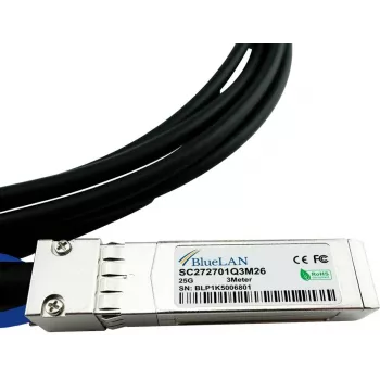 BlueOptics compatibil Amphenol NDCCGF-0003 BlueLAN 25GBASE-CR cablu Direct Attach pasiv SFP28 la SFP28, 2 metri, AWG30