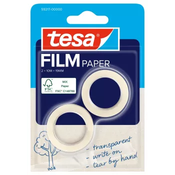 Bandă adezivă Tesa Film Paper 8x transparentă pentru inscripționare și pliere