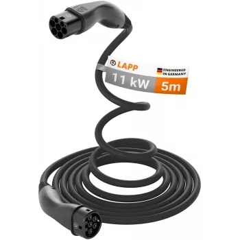 Cablu de încărcare cu retractare automată LAPP MOBILITY HELIX Type 2 pentru vehicule electrice 11 kW 5m negru