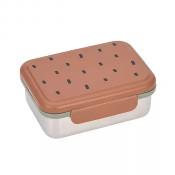 Cutie de prânz pentru copii din oțel inoxidabil Lassig Happy Prints Caramel, 1 l, cu separator, capac PP cu inel de silicon