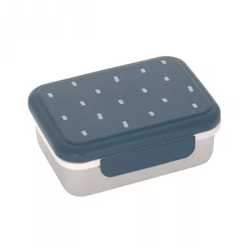 Cutie de prânz pentru copii din oțel inoxidabil Lässig Happy Prints, 1 l, 17 x 13 x 6 cm, capac PP cu inel de silicon, albastru închis