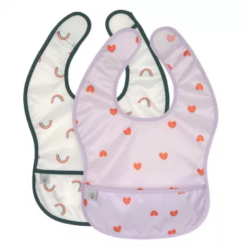 Set de bavete impermeabile Lassig 6m+ Happy Rascals Heart Lavender