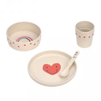 Set de veselă pentru copii Lassig Happy Rascals Heart Lavender, 5 piese