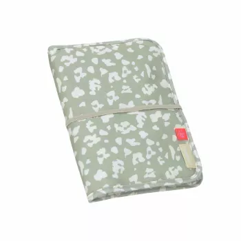 Geantă de schimbat scutece Lassig Green Label, Leo, 18 x 2,5 x 25,5 cm, cu saltea de schimbat hidrofobă, poliester reciclat, Light Khaki