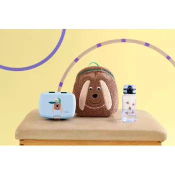 Sticlă de băut Lassig Tritan 420 ml Tiny Team Dog Mint/Blue