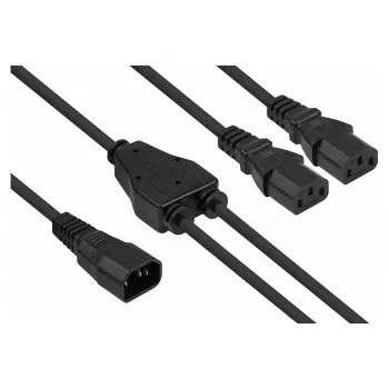 Kabelmeister Cablu de alimentare splitter Y C14 la 2x C13, 0,3 m, negru