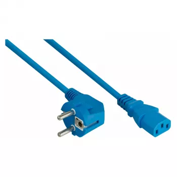Kabelmeister Cablu de alimentare ștecher Schuko Type E+F (cotit 90°) la conector IEC C13, albastru, 1,0 m