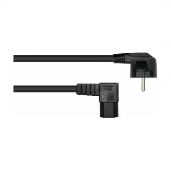 kabelmeister Cablu de alimentare ștecher Schuko Type E+F (cotit 90°) la conector pentru aparate de încălzire C15 (cotit), 1,8m, negru