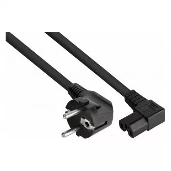 Kabelmeister Cablu de alimentare ștecher Schuko Type E+F (cotit 90°) la priză IEC C15 (drept), 1,8m, negru