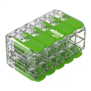 Conector WAGO 221-430 COMPACT cu 2 conductori, 0,2-4 mm², 15 buc., Green Range