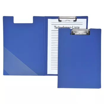 FolderSys Mapă planșetă A4 albastră polipropilenă PP mecanism de prindere cu suport pentru pix