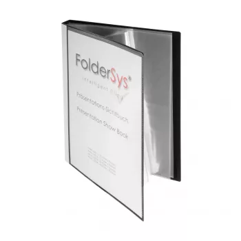 FolderSys mapă de prezentare A4 neagră cu 30 de buzunare