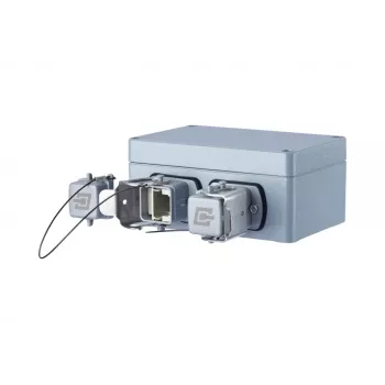 METZ CONNECT E-DAT Industry IP67 V5 2-Port Surface-Mount Network Outlet, Aluminium, Grey (1401060320ME)