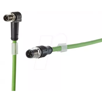 Cablu patch METZ CONNECT 142M1D19020 Cat5e M12, 2 m, verde, codificare D, ecranat, PUR