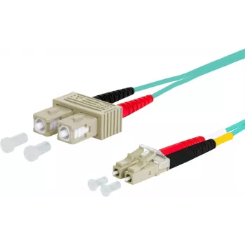 Cablu patch OpDAT METZ CONNECT SC Duplex la LC Duplex OM3 5m aqua
