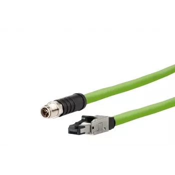 METZ CONNECT Industrial Ethernet Cable M12 X-coded CAT 6a SF/UTP 10 m Green PUR Jacket Drag Chain Compatible (142M6X18100)