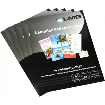 LMG Folii de laminare A4 lucioase 25 foi 80 microni