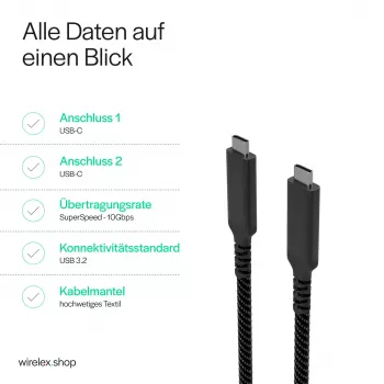 Cablu Flexline USB-C la USB-C, USB 3.2 Gen 2, 100 W PD, nailon împletit, 1 m (FL31-75004)