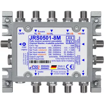 Multiswitch Jultec JRS0501-8M cu 8 căi, 4 intrări SAT, 1 intrare terestră