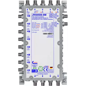 Multiswitch JULTEC JRS0508-8M Unicable II / JESS, 5 intrări, 8 ieșiri, 64 benzi de utilizator