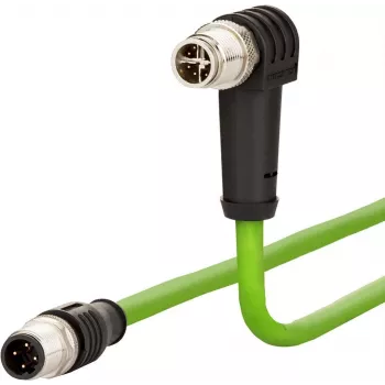 Cablu de rețea METZ CONNECT 142M2X1B050 M12 Cat6a, 8 pini drept la unghiular, 5 m, S/FTP, verde