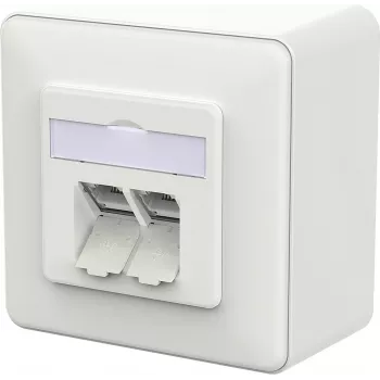 Priză de suprafață METZ CONNECT E-DAT C6A IDC, alb trafic - accesoriu rețea