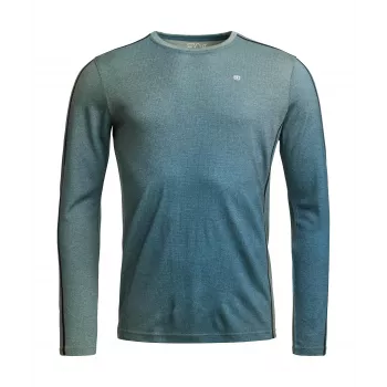 Tricou de bază cu mânecă lungă cu imprimeu Ortovox 185 Rock'N'Wool Print LS - AOP Green Sage, XL