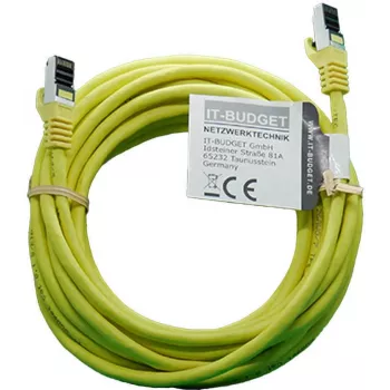 Cablu patch IT-BUDGET Full Copper Premium - Flex AWG 26 - Cat.8.1 - 2000 MHz - fără halogen - PoE+ - 40 Gbit - galben - 5 m