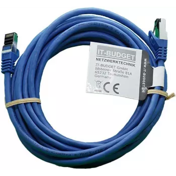 Cablu patch IT-BUDGET Full Copper Premium - Flex AWG 26 - Cat.8.1 - 2000 MHz - fără halogen - PoE+ - 40 Gbit - albastru - 5 m