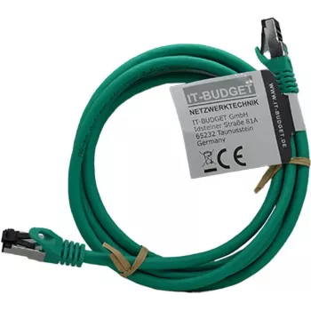 Cablu patch IT-BUDGET Full Copper Premium - Flex AWG 26 - Cat.8.1 - 2000 MHz - fără halogen - PoE+ - 40 Gbit - verde - 3 m