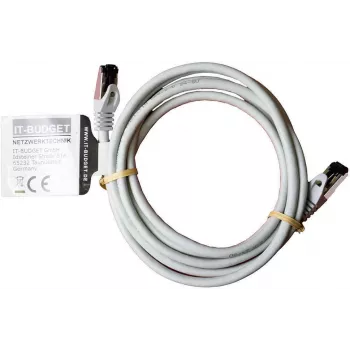 Cablu patch IT-BUDGET Full Copper Premium - Flex AWG 26 - Cat.8.1 - 2000 MHz - fără halogen - PoE+ - 40 Gbit - gri - 2 m
