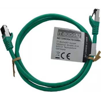 Cablu patch IT-BUDGET Full Copper Premium - Flex AWG 26 - Cat.8.1 - 2000 MHz - fără halogen - PoE+ - 40 Gbit - verde - 1,5 m