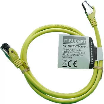 Cablu patch IT-BUDGET Full Copper Premium - Flex AWG 26 - Cat.8.1 - 2000 MHz - fără halogen - PoE+ - 40 Gbit - galben - 1 m