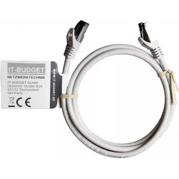 Cablu patch IT-BUDGET Full Copper Premium - Flex AWG 26 - Cat.8.1 - 2000 MHz - fără halogen - PoE+ - 40 Gbit - gri - 1 m