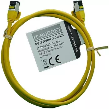 Cablu patch IT-BUDGET Full Copper Premium - Slim AWG 28 - Cat.8.1 - 2000 MHz - fără halogen - PoE+ - 40 GBit - galben - 1,5 m