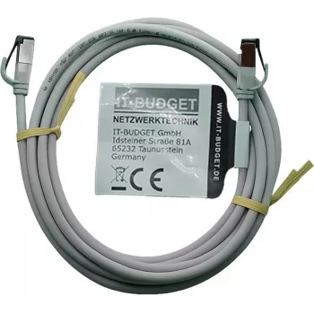 Cablu patch IT-BUDGET Full Copper Premium - Slim AWG 28 - Cat.8.1 - 2000 MHz - fără halogen - PoE+ - 40 Gbit - gri - 2 m (90ITBSLIM81PK2G)