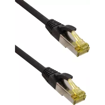 Cablu patch premium IT-BUDGET cupru integral - Super Flex TPE - Cat.6A - cu cablu brut Cat.7 - 600 MHz - fără halogen - PoE+ - 10GBit - negru - 0,15 m