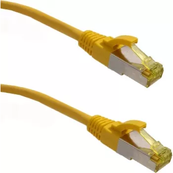 Cablu patch premium IT-BUDGET cupru integral - Super Flex TPE - Cat.6A - cu cablu brut Cat.7 - 600 MHz - fără halogen - PoE+ - 10GBit - galben - 0,15 m