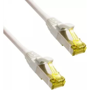 Cablu patch premium IT-BUDGET cupru integral - Super Flex TPE - Cat.6A - cu cablu brut Cat.7 - 600 MHz - fără halogen - PoE+ - 10GBit - alb - 0,50 m