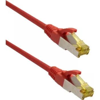Cablu patch premium IT-BUDGET cupru integral - Super Flex TPE - Cat.6A - cu cablu brut Cat.7 - 600 MHz - fără halogen - PoE+ - 10GBit - roșu - 1,5 m
