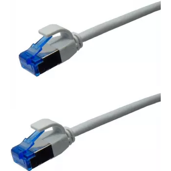 Cablu patch premium IT-BUDGET cupru integral - Slim AWG 28 - Cat.6A - 500 MHz - fără halogen - PoE++ - 10 Gbit - gri - 1,5 m
