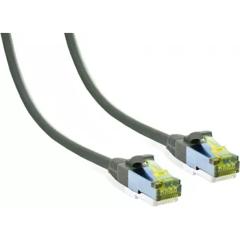 Cablu patch IT-BUDGET Full Copper Premium - Cat.6A cu cablu brut Cat.7 - 600 MHz - fără halogen - PoE+ - 10GBit - gri - 1,5 m