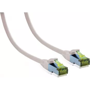 Cablu patch premium IT-BUDGET Cat.6A cu cablu brut Cat.7 - 600 MHz - fără halogen - PoE+ - 10GBit - alb - 7,5 m