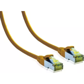 Cablu patch premium IT-BUDGET cupru integral Cat.6A cu cablu brut Cat.7 600 MHz LSZH PoE+ 10Gbit galben 5 m
