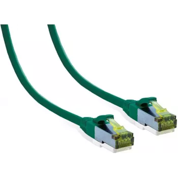 Cablu patch premium IT-BUDGET cupru integral - Cat.6A cu cablu brut Cat.7 - 600 MHz - fără halogen - PoE+ - 10GBit - verde - 3 m