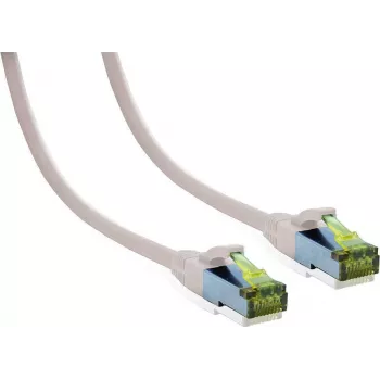 Cablu patch premium IT-BUDGET cupru integral - Cat.6A cu cablu brut Cat.7 - 600 MHz - fără halogen - PoE+ - 10GBit - alb - 1,5 m