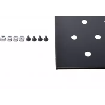Raft fix Rockstable 1U 19 inch din oțel, negru, capacitate de încărcare 20 kg, perforat oval (RS19-FH68)