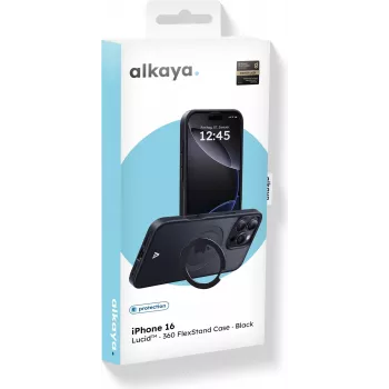 ALKAYA Lucid 360 FlexStand Husă cu MagSafe pentru iPhone 16 Negru (CS-20226)