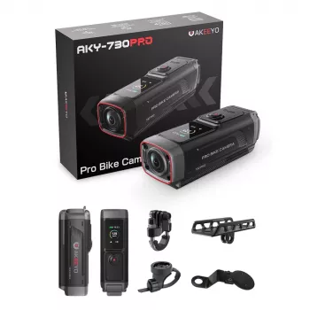 Cameră de acțiune de ghidon AKEEYO 730Pro 4K pentru bicicletă și motocicletă - neagră