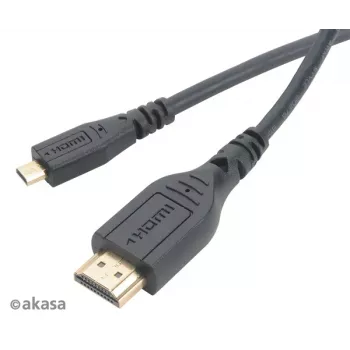 Cablu HDMI High Speed cu Ethernet Akasa 1,5 m - HDMI Type A la Micro HDMI - 4K - negru